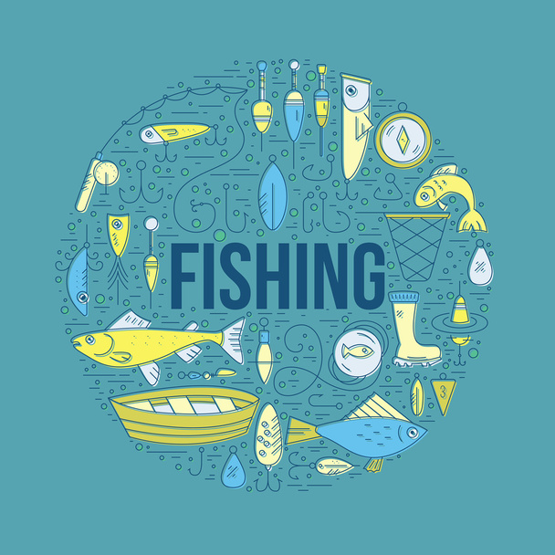 Fishing Design Template - Vector, Imagen