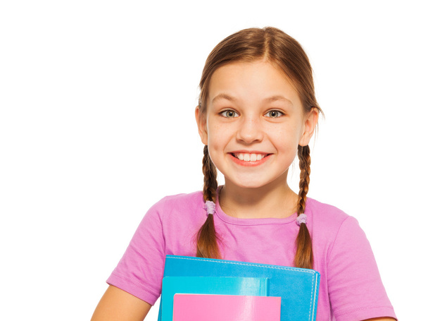 Happy positive pupil with books - Photo, Image