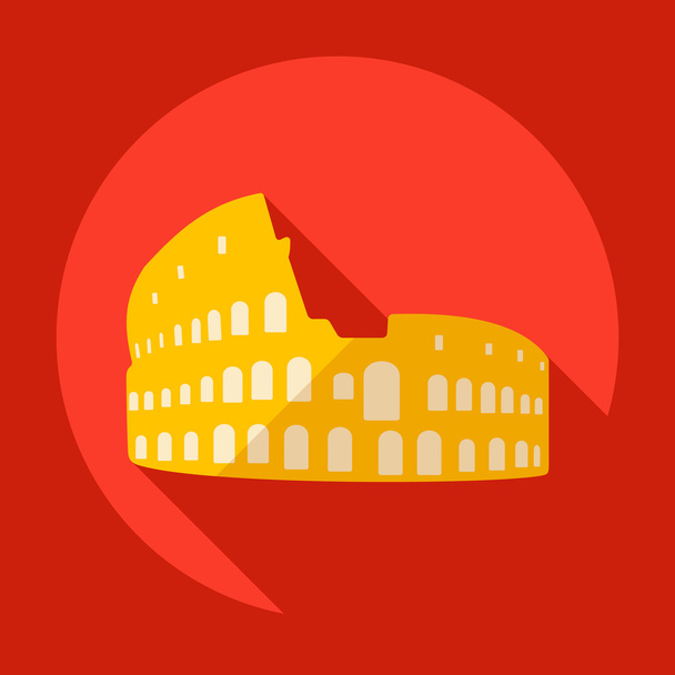 Lakás modern tervez-val árnyék Colosseum ikon - Vektor, kép