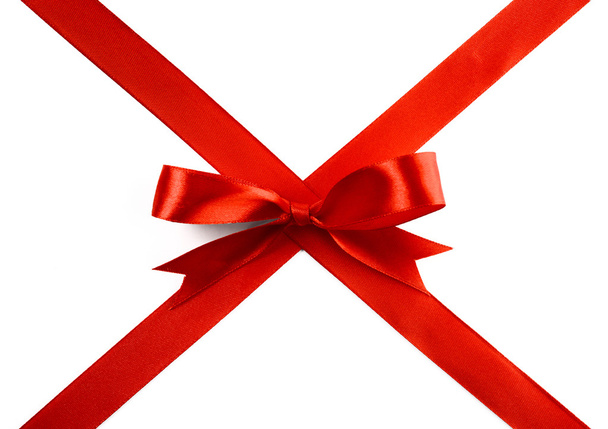 Gift silk bow of red ribbon - Photo, Image