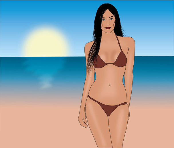Grafika wektorowa dziewczyny w bikini - Wektor, obraz