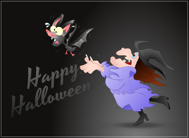 Halloween sorcière et chauve-souris
 - Vecteur, image