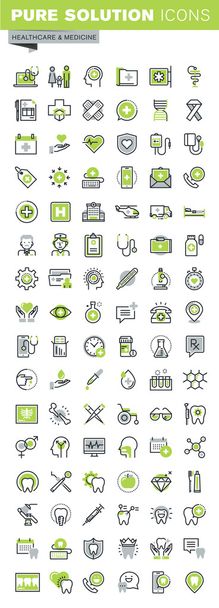Dunne lijn iconen set van gezondheidszorg en geneeskunde thema, online medische ondersteuning - Vector, afbeelding