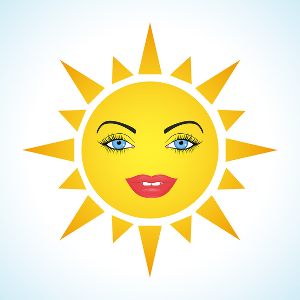 süße lächelnde Sonne - Vektor, Bild