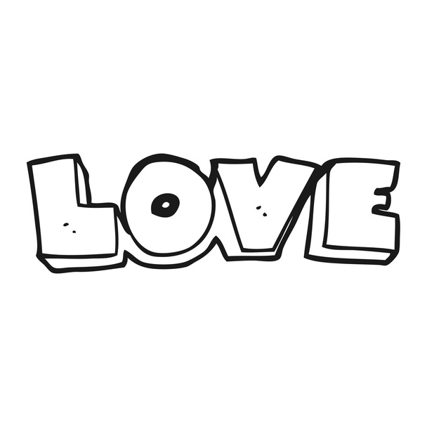 μαύρο και άσπρο κινουμένων σχεδίων λέξη αγάπη - Διάνυσμα, εικόνα