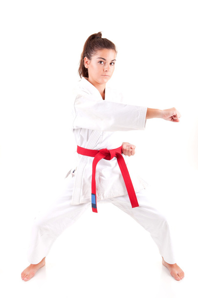 Nuori nainen karate-asussa
 - Valokuva, kuva