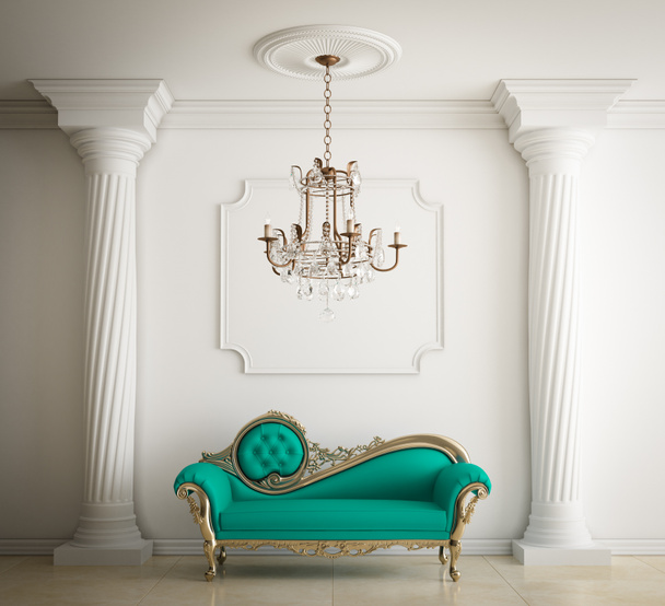 Klassiek interieur met luxe lederen bank - Foto, afbeelding