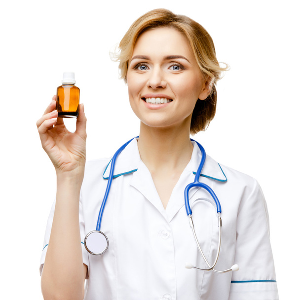 Woman doctor standing on white background - Fotografie, Obrázek