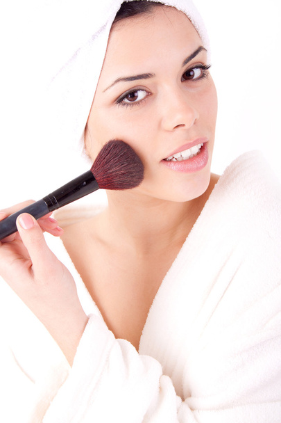 Woman applying make up - Foto, Imagem
