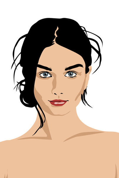 Beautiful brunette woman portrait - Vettoriali, immagini