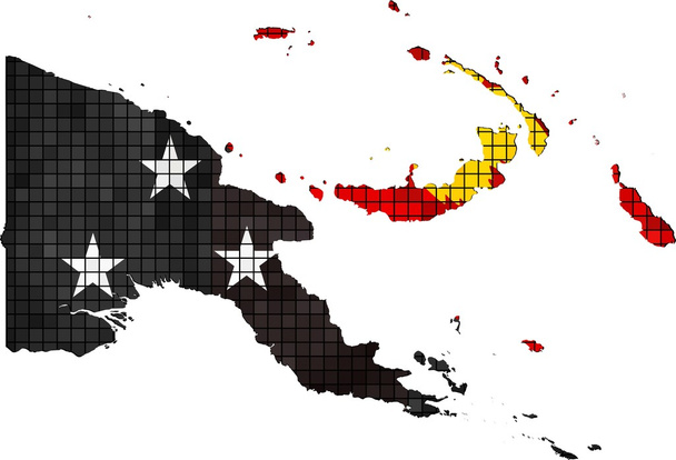 Papouasie-Nouvelle-Guinée carte avec drapeau intérieur
 - Vecteur, image