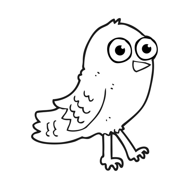 black and white cartoon bird - Vector, Image