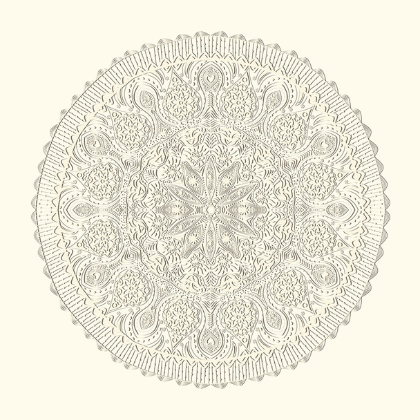 ornamental round lace pattern, circle background with many detai - Vector, Image