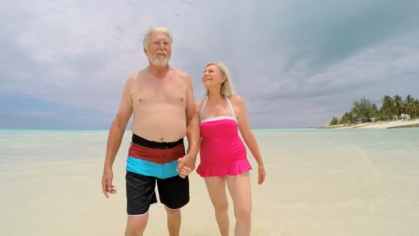 starší pár na tropické pláži - Záběry, video