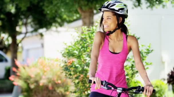 woman going to ride her bicycle - Footage, Video
