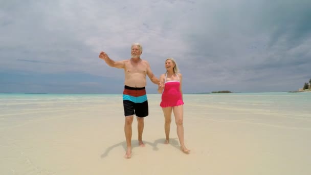 starší pár na pláži - Záběry, video