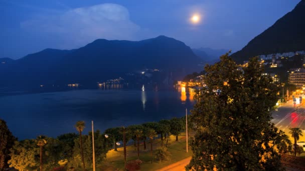éjszakai vihar villám szabadtéri Luganoi-tó - Felvétel, videó