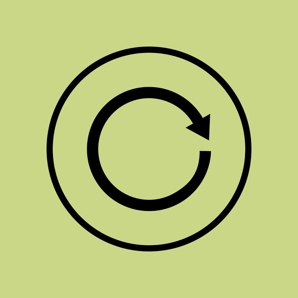 Symbol neu laden, auf grünem Hintergrund, Kreisrand, dunkler Umriss - Vektor, Bild