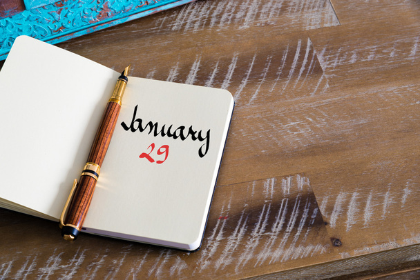 29. Januar Kalendertag handgeschrieben auf Notizbuch - Foto, Bild