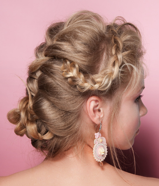 blond hair beauty woman braid hair-style - Fotó, kép
