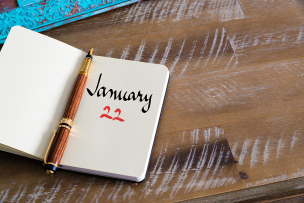 22 Ιανουαρίου ημερολογιακή ημέρα χειρόγραφα στο Σημειωματάριο - Φωτογραφία, εικόνα