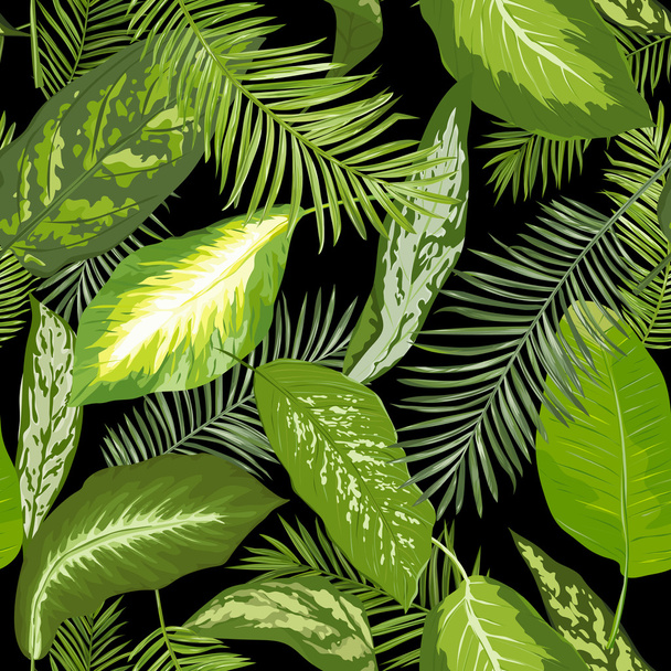 Seamless Tropical Palm Leaves Background - for design, scrapbook - Вектор, зображення