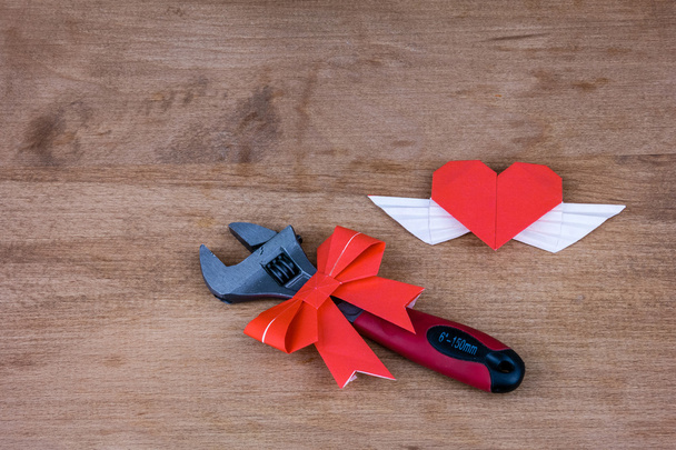 Adjustable wrench with hearts - Photo, Image