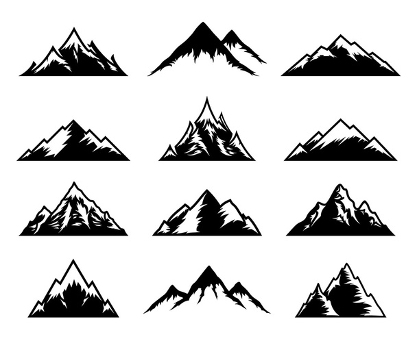 Vector bergen pictogrammen geïsoleerd op wit - Vector, afbeelding