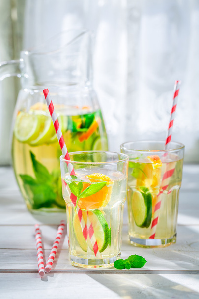 Fresh lemonade with fruits with in summer - Foto, Imagem
