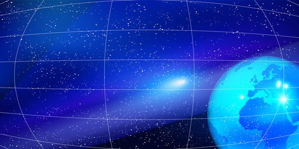 Земля и космические звезды фон
 - Вектор,изображение