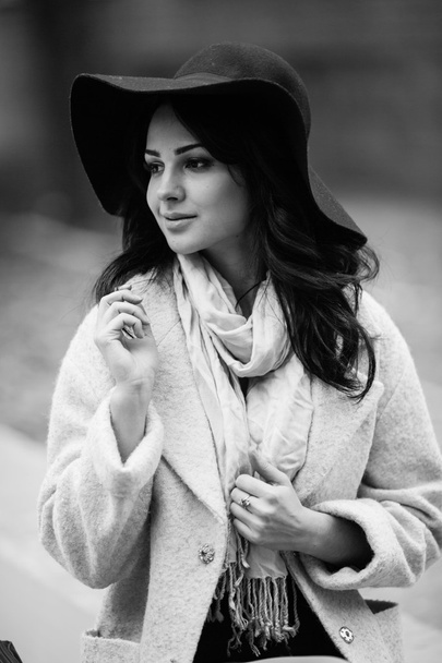beautiful woman with makeup in hat - Фото, зображення