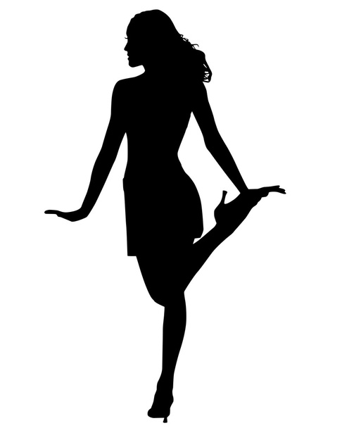 sziluettjét táncoló nő - Vektor, kép