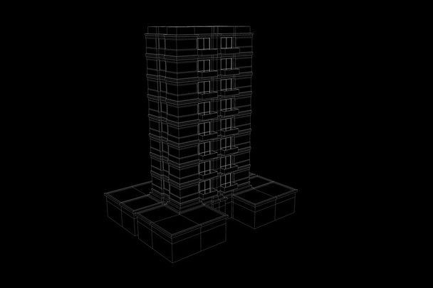 Abstract Building in Wireframe Optic - Photo, Image