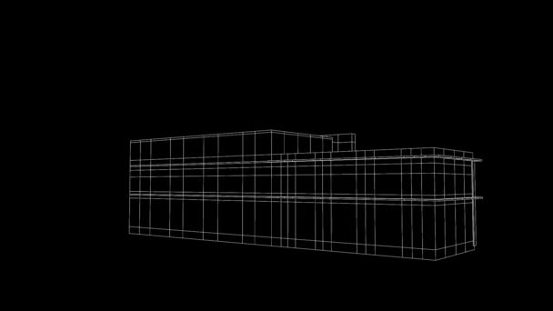 Building in nice Wireframe Animation - Footage, Video