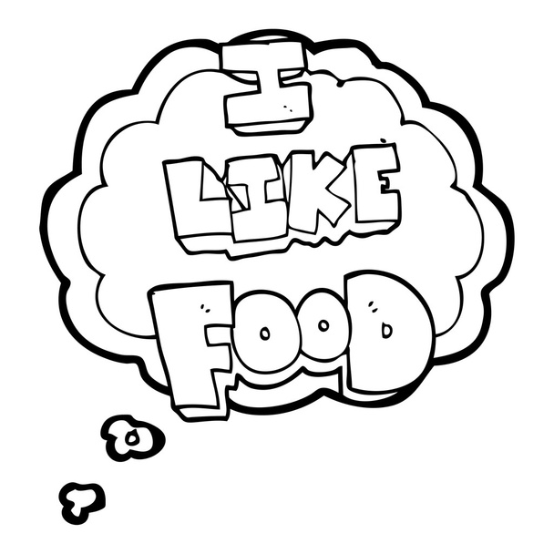 思った食べ物のシンボルを好きなバブル漫画 - ベクター画像