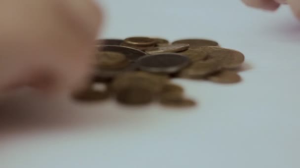 Zbieranie pieniędzy, monety kolekcja Numizmatyka dziecko - Materiał filmowy, wideo