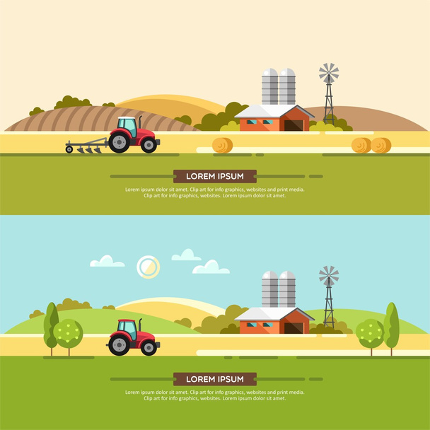Agriculture and Farming. Agribusiness. Rural landscape. Design elements for info graphic, websites and print media. Vector illustration. - Vector, Image