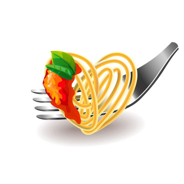 Špagety na vidličku izolované vektor - Vektor, obrázek