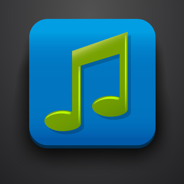 Green music symbol icon on blue - Vector, afbeelding