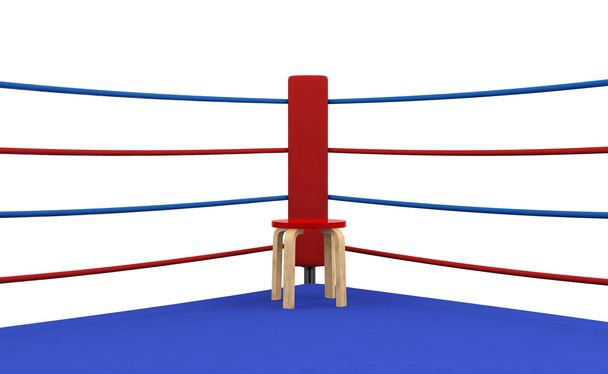 Anillo de boxeo esquina roja con silla
 - Foto, Imagen