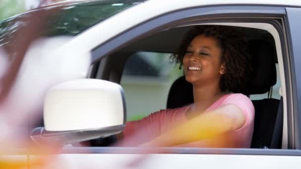 Africano mulher americana vai em viagem de carro
 - Filmagem, Vídeo