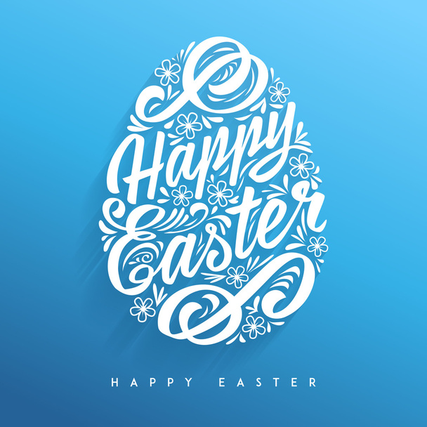 Happy Easter greeting Card, hand-drawing Lettering - Vector, imagen