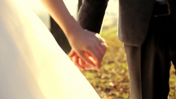 Sposami oggi e tutti i giorni. sposi coppia tenendo le mani, girato in slow motion
 - Filmati, video