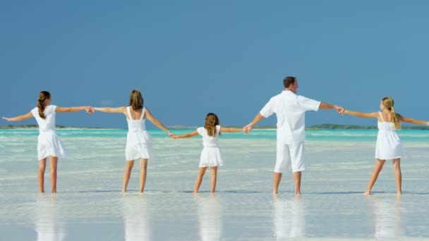 Familia caucásica disfrutando de vacaciones en la playa
 - Metraje, vídeo