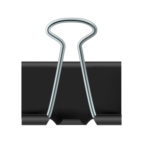 Black binder clip icon, realistic style - Vector, Image