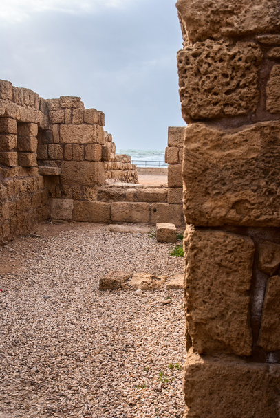 Ruins of the ancient Romanian harbor, Caesarea - Photo, Image