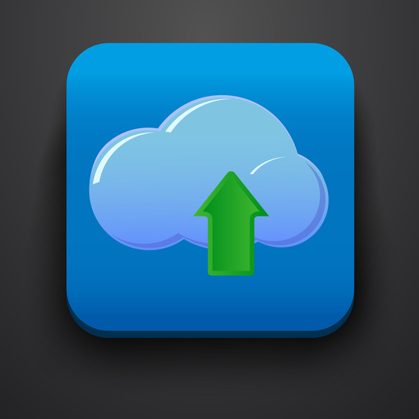 Upload symbol icon on blue - Vector, Image