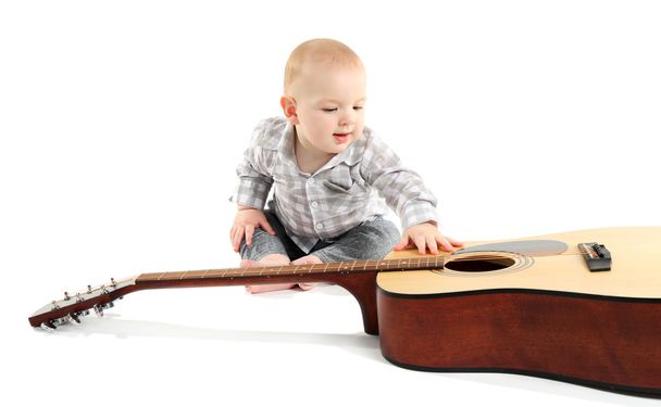 Cute baby with guitar - Φωτογραφία, εικόνα