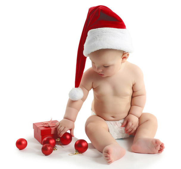 Cute baby with Santa Claus hat - Foto, Imagem