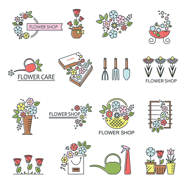 Flower shop icons - Vector, Image